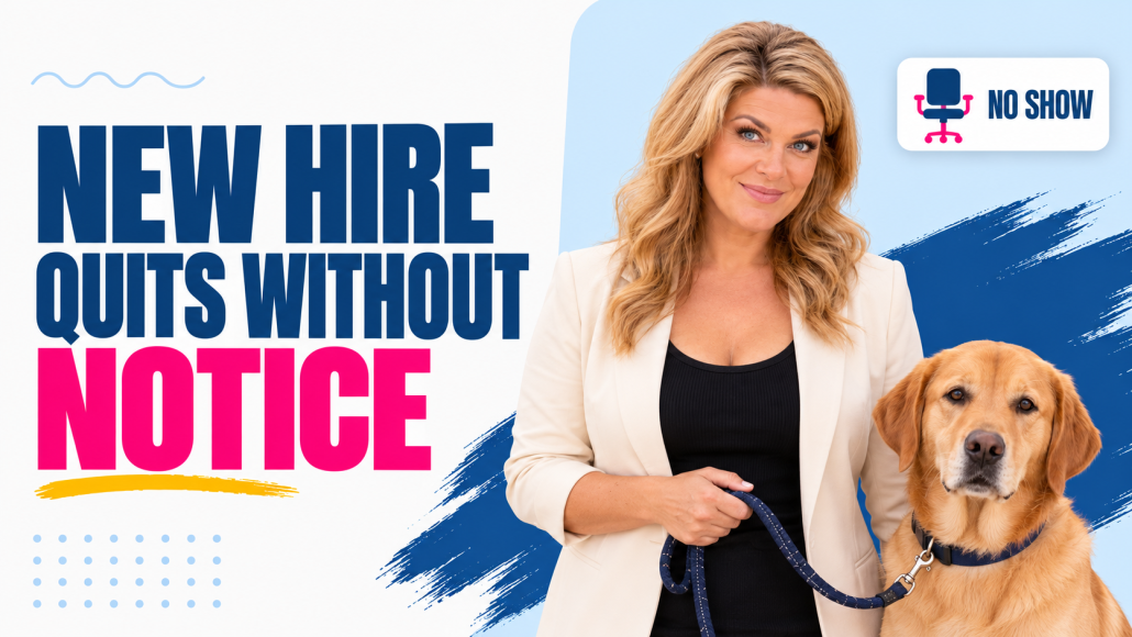 Pet business owner with a dog planning coverage after a new hire quit without notice